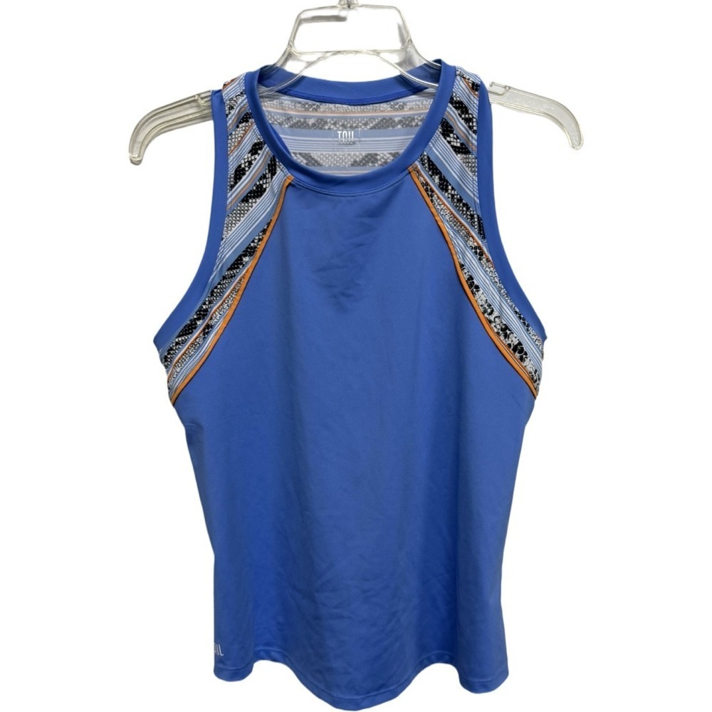 Tail Snake Skin Athletic Workout Tank Blue Racerback Tennis Pickleball Size L